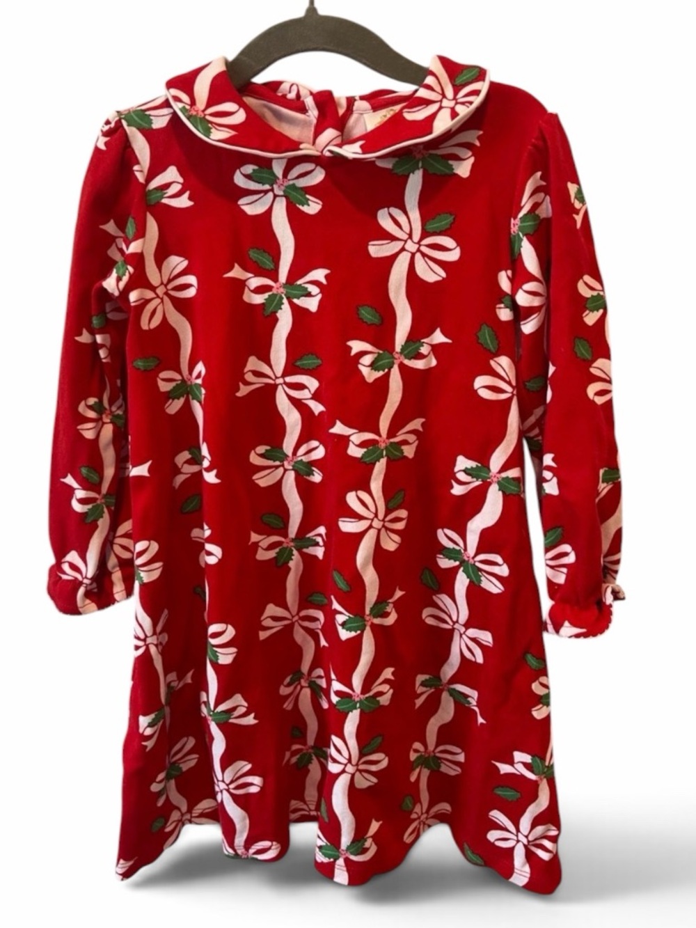The Beaufort Bonnet Red Bow-Print Holiday Dress SZ 4T